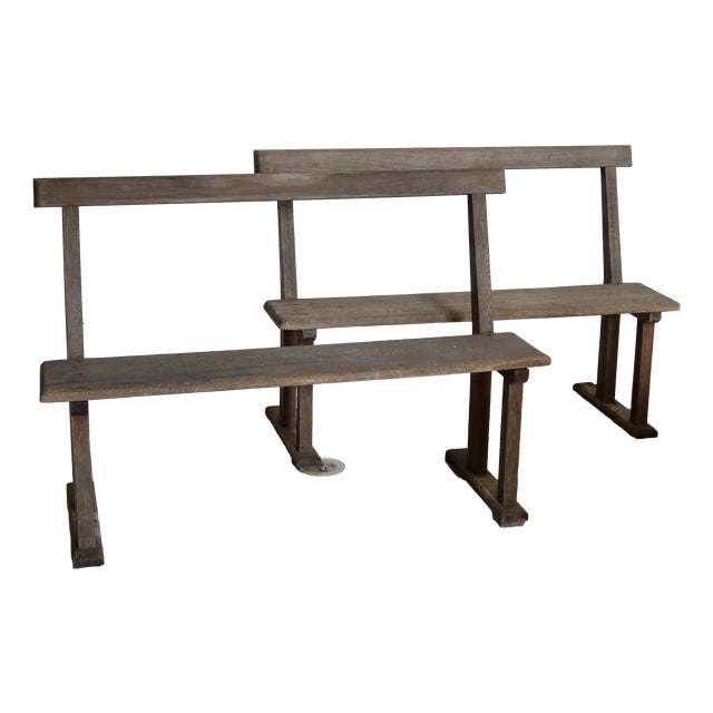 Antique Wooden Church Pews, 1890s, Set of 2 For Sale