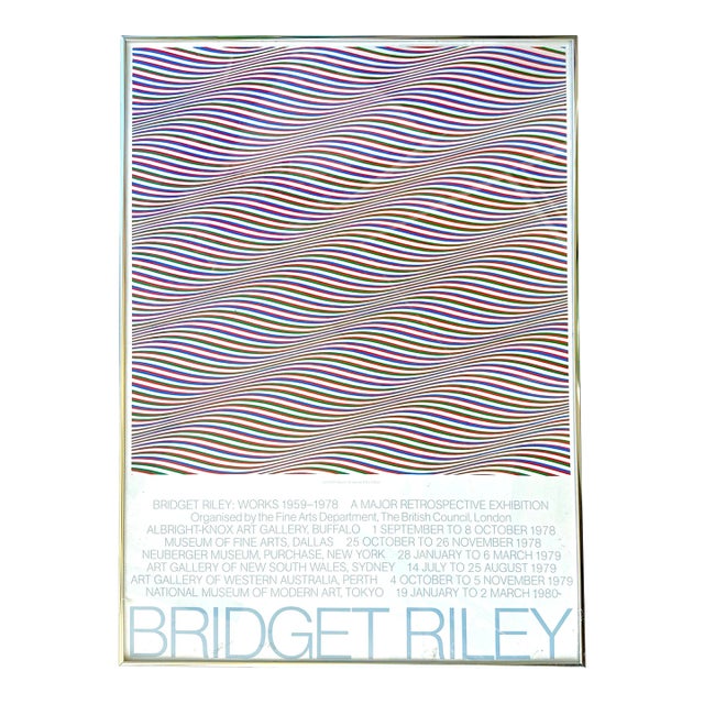 Vintage Framed Bridget Riley Offset Lithograph Exhibition Poster Limited Edition of 500 For Sale