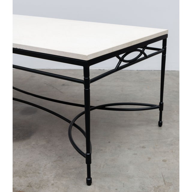 Traditional Black Stainless Steel Amalfi Stone Top Coffee Table - Outdoor / Indoor For Sale - Image 3 of 7