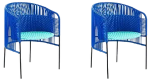 Set of Blue Caribe Dining Chairs by Sebastian Herkner