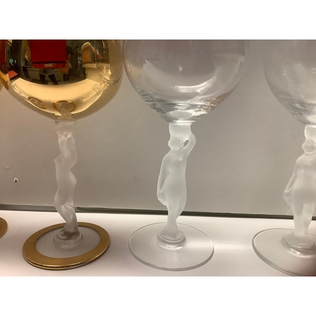 Transparent 1970s Lalique-Style Wine / Water Glasses- Set of 6 For Sale - Image 8 of 9