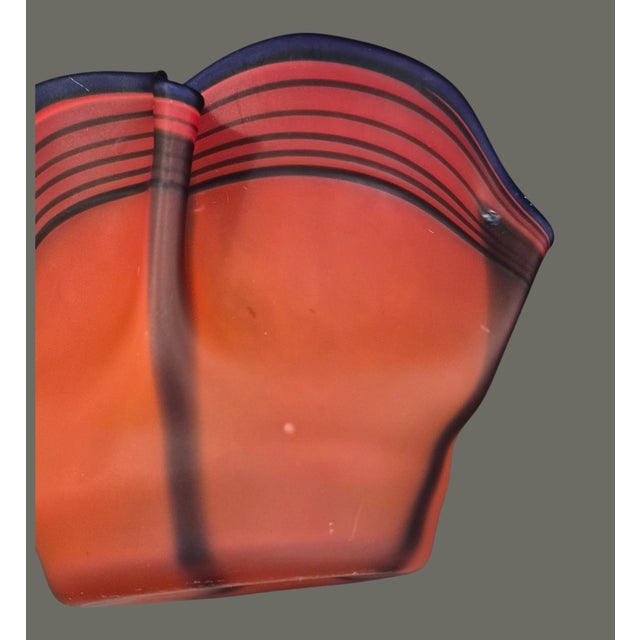 Vintage Mid-Century Modern Rosenthal Studio Art Glass Germany Coral Red & Black Vase For Sale - Image 6 of 10