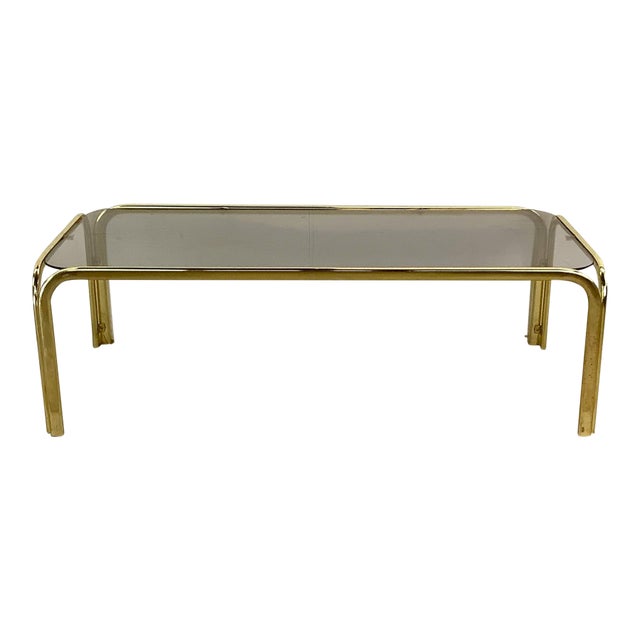 Retro Modern Smoked Glass Coffee Table For Sale