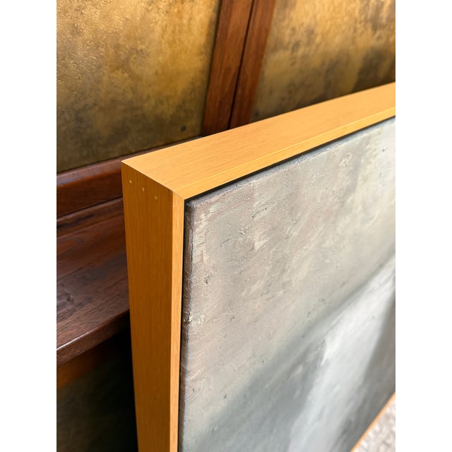 Paint Piotr Strelnik Figurative Muted Blue Landscape Painting, Signed For Sale - Image 7 of 12