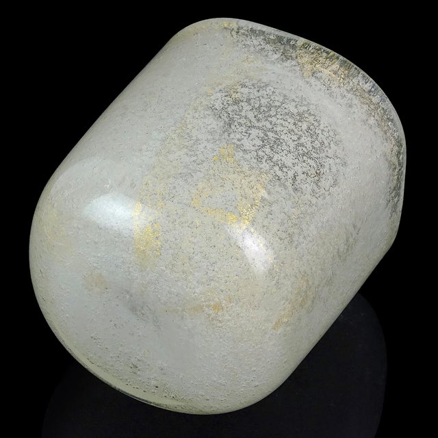 Venini Carlo Scarpa Murano Sommerso Bollicine White Gold Flecks Italian Art Glass Antique Mini Vase For Sale - Image 9 of 11