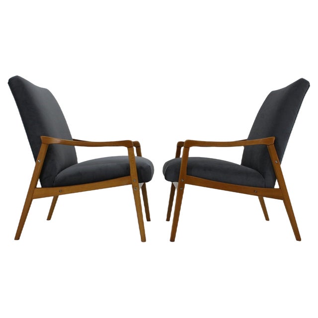 Set of Beech Armchairs, Former Czechoslovakia, 1970s For Sale