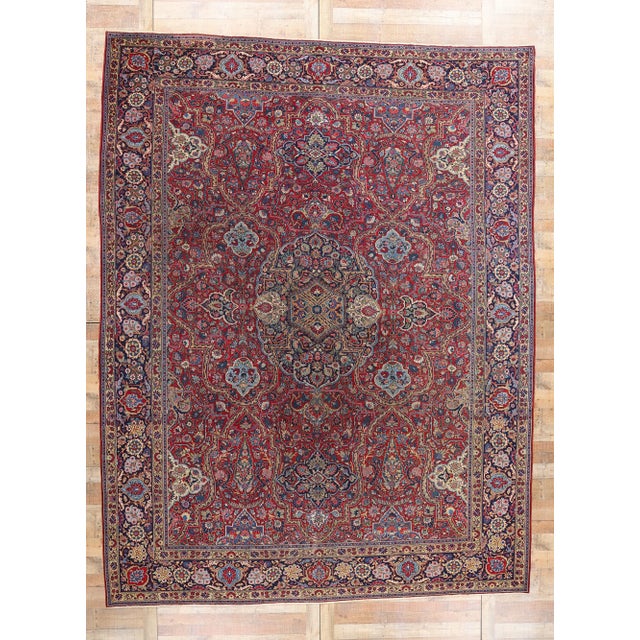Antique Persian Tabriz Rug - 10'08 X 13'10 For Sale - Image 9 of 9