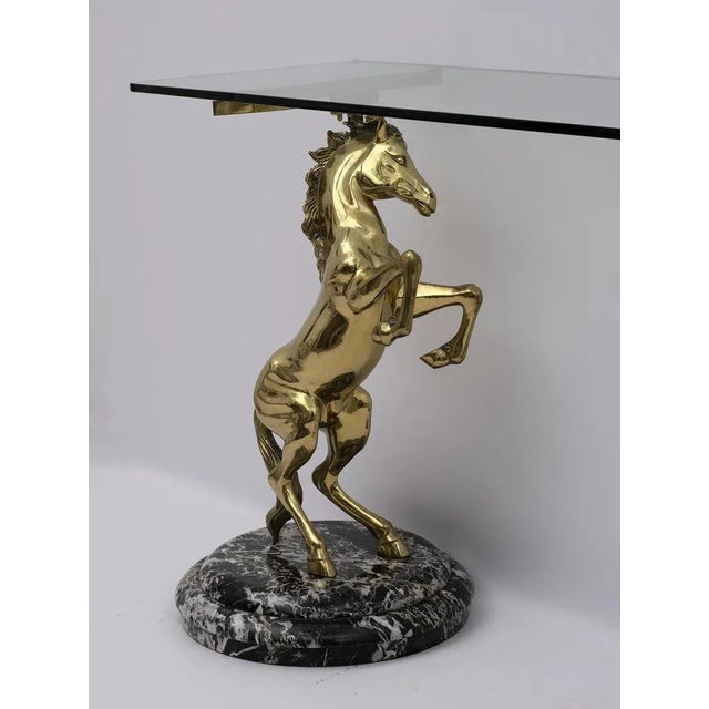 Black Brass and Marble Base Console Table with Horses, Italy, 1970 For Sale - Image 8 of 12