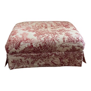 Late 20th Century Vintage Country French Toile Ottoman For Sale
