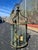 1950s 1950s 3-Light Brass & Belved Glass Cylinder Foyer Chandelier / Lantern For Sale - Image 5 of 12