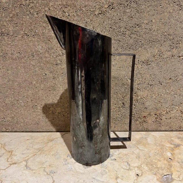 AMBIANIC presents Vintage silverplated water pitcher fabulous clean modern lines 10.5 tall x 3w x 4.75d Preowned...