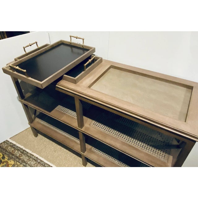 Sherrill Occasional Organic Modern Caned Tiered Tray Console Table For Sale In Atlanta - Image 6 of 7