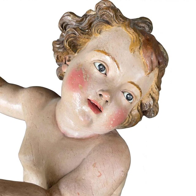 Italian Baroque Artist, Cherub Sculptures, 1650, Lacquered Wood, Set of 2 For Sale - Image 17 of 18