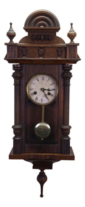 Antique German Junghans Vienna Mahogany Converted Battery Power Clock 31"