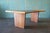 A vintage Advent executive desk designed by Harvey Probber. Featuring a curved boomerang surface with criss crossed...