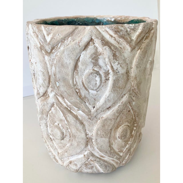 Modern French Artisan Cylindrical Ceramic Cachepot For Sale In Los Angeles - Image 6 of 12