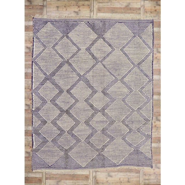 Purple Berber Moroccan Kilim High-Low Rug - 10'02 X 12'09 For Sale - Image 8 of 9