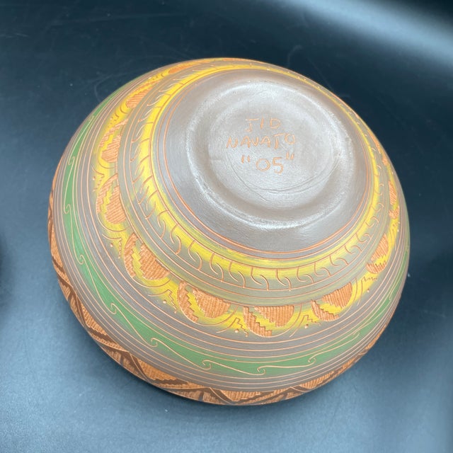 Copper Vintage Navajo Incised Lidded Pot For Sale - Image 8 of 9