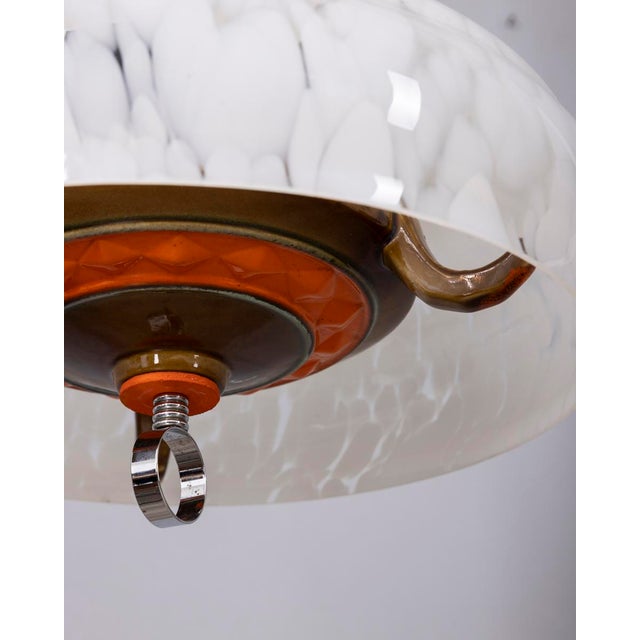White Vintage Ceramic and Glass Pendant Light, Italy, 1960s For Sale - Image 8 of 12