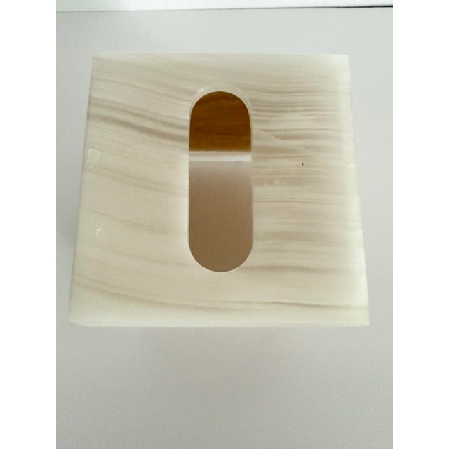 Tan Vintage Onyx Stone Tissue Box For Sale - Image 8 of 9