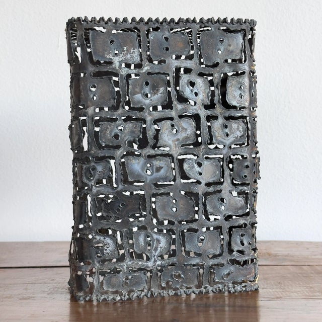 Industrial Late 20th Century Brutalist Torch Cut Metal Luminary For Sale - Image 3 of 12