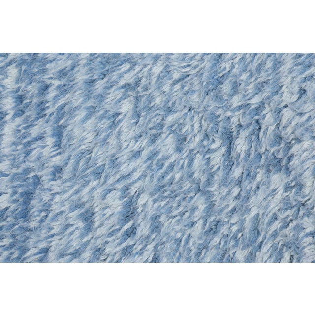 2020s Handmade Moroccan Style Wool Rug With Soft Lattice Geometric in Denim Blue 8x10 For Sale - Image 5 of 12