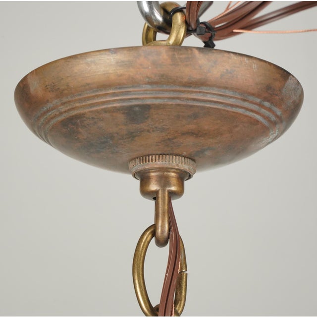 Late 20th Century Mid Century Modern Chevron Pressed Glass Pendant Light For Sale - Image 4 of 5