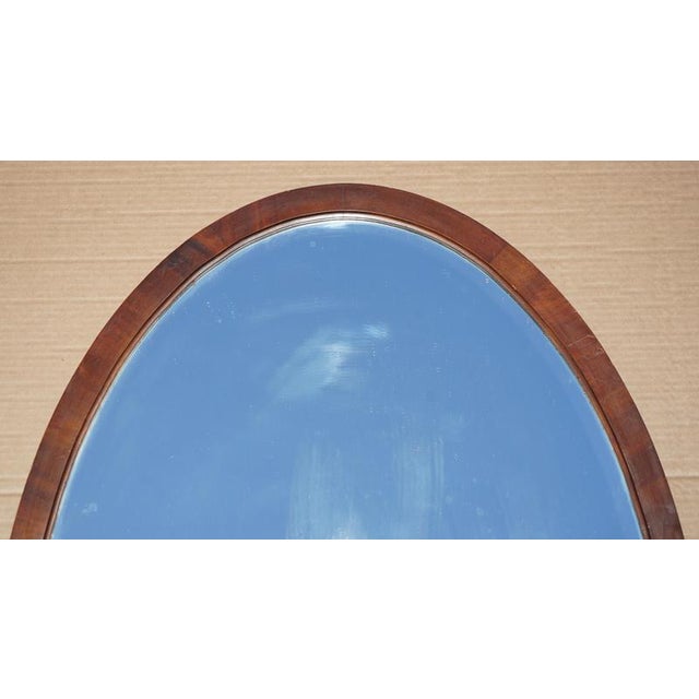 Antique Venetian Art Deco Oval Hardwood Framed Mercury Mirror, 1920s For Sale - Image 3 of 10