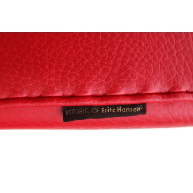 Danish Mid-Century Modern Arne Jacobsen for Fritz Hansen Red Leather Swan Chair, New For Sale - Image 14 of 18