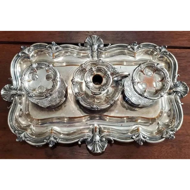 Metal 18th/19th Century Antique English Georgian III Period Matthew Boulton Inkstand For Sale - Image 7 of 11