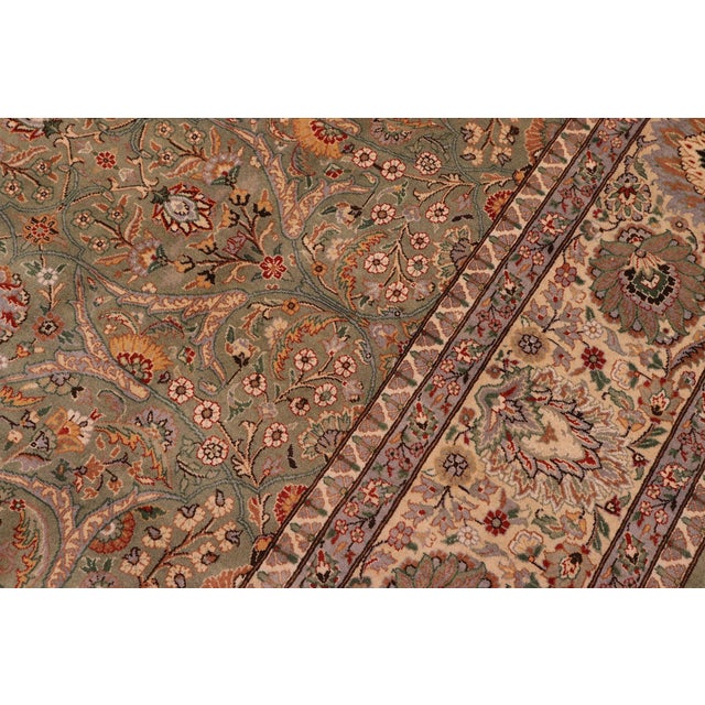 1990s Floral 1990's Pak-Persian Green/Ivory Wool Rug - 8'11'' X 12'3'' For Sale - Image 5 of 9