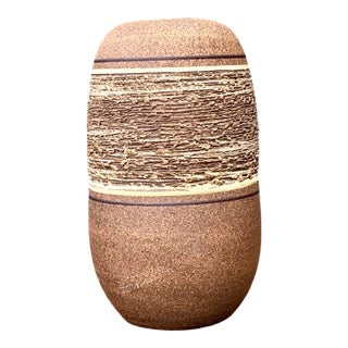 Vintage Textured Studio Pottery Vase For Sale