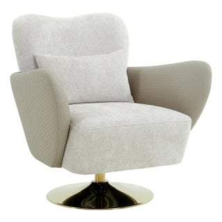 Mercer Swivel Lounge Chair With Pillow, Beige For Sale