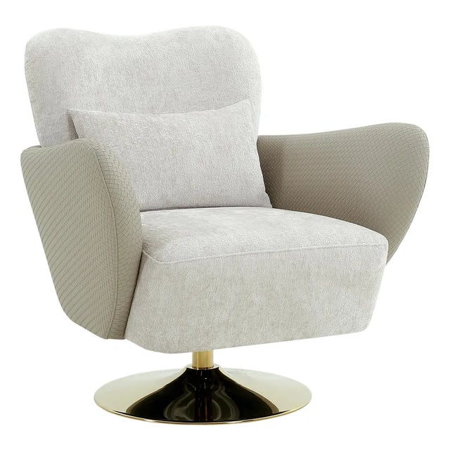 Mercer Swivel Lounge Chair With Pillow, Beige For Sale