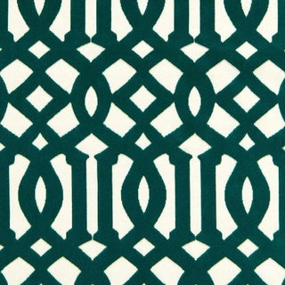 Schumacher Imperial Trellis Velvet Fabric in Peacock For Sale