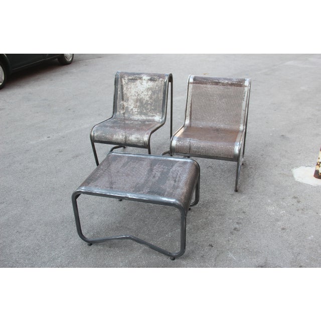Metal Minimalist Industrial Living Room Set, 1950s, Set of 3 For Sale - Image 7 of 18
