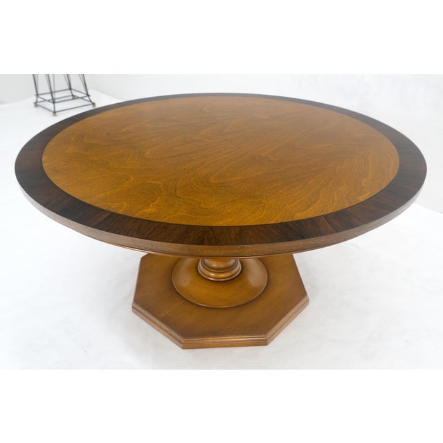Mid-Century Modern Very Fine Mid Century Modern 36" Round Rosewood Banded Top Coffee Table MINT For Sale - Image 3 of 13