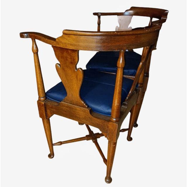 1950s Queen Anne Corner Chairs With Leather Upholstery by Hickory Chairs For Sale In Raleigh - Image 6 of 9