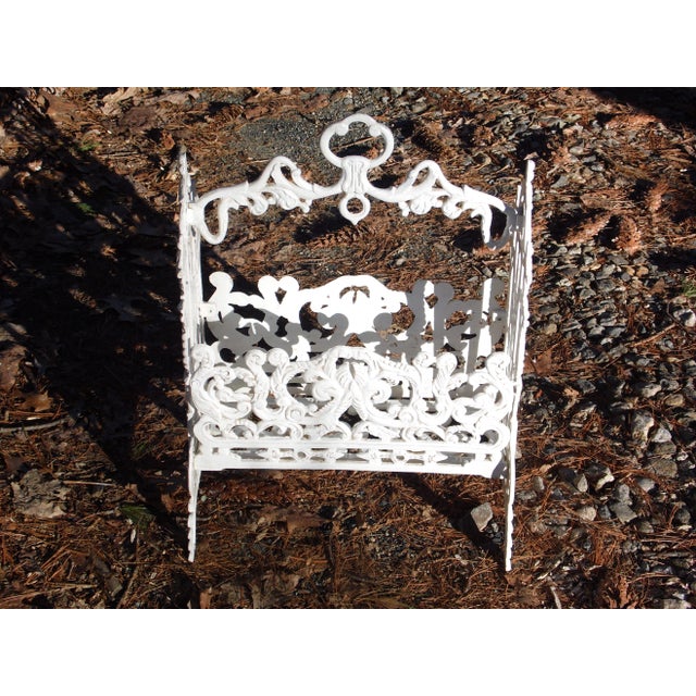 White Antique Victorian Cast Iron Magazine Rack Vintage Sheet Music Stand For Sale - Image 8 of 12