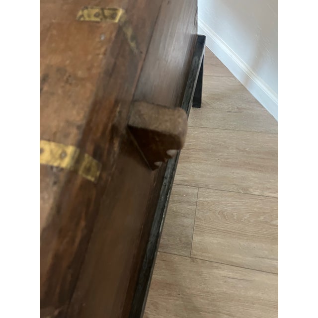 Antique Wooden Storage Chest on Metal Stand For Sale - Image 12 of 12