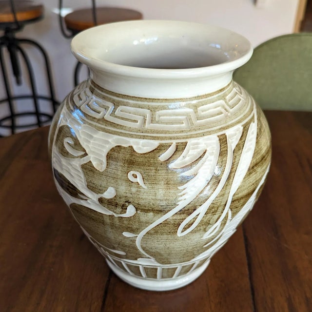 1990s Chinese Cizhou Style Studio Pottery Vase Crock Pot Jar With Mermaid Dragon Loong Xiang Yun Artist Signed For Sale - Image 11 of 11
