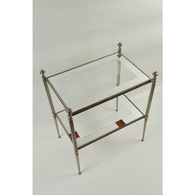 Side Table in Silver-Plated Brass and Eglomise Glass, France, 1950s For Sale - Image 6 of 14