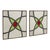 A lovely set of two vintage, narrow stained-glass panels featuring a colorful geometric pattern—perfect as suncatchers....