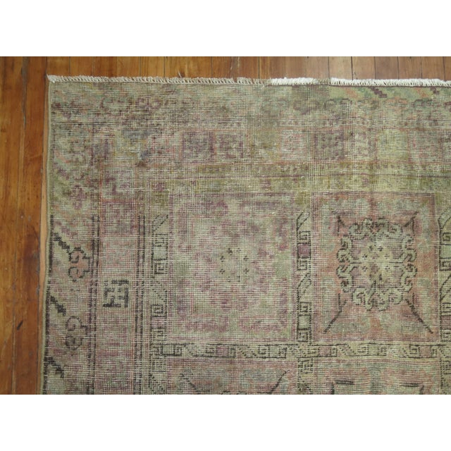 Art Deco Distressed Shabby Chic Antique Khotan Samarkand Rug For Sale - Image 3 of 6