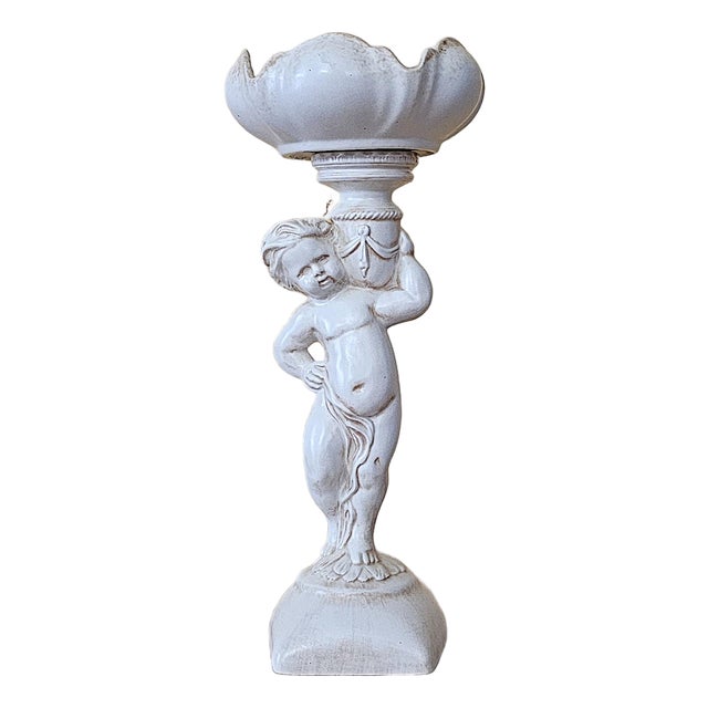 1960s Arnel’s Ceramic Cherub Pedestal Compote Bowl, Canby Oregon For Sale