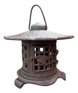 Vintage Japanese Style Cast Iron Pagode Garden Lantern, 1970s