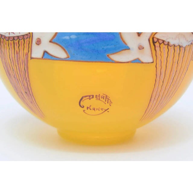 Glass French Art Deco Signed Andre Delatte Hand Blown Glass Bowl For Sale - Image 7 of 11