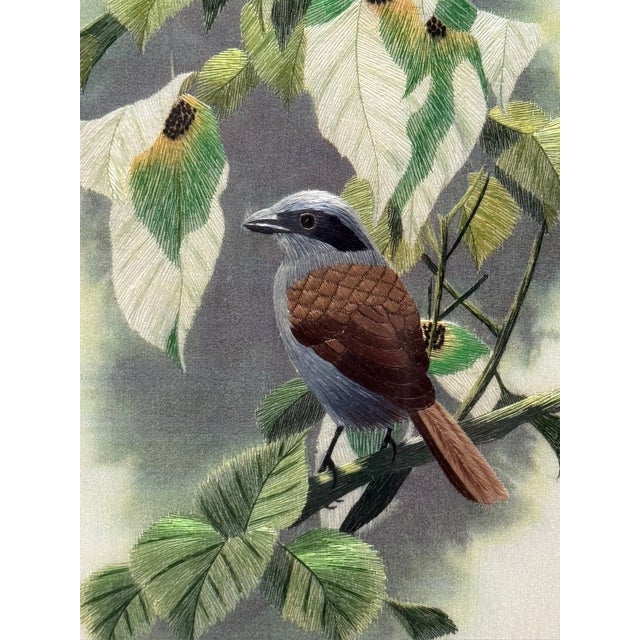 Late 20th Century Late 20th Century Museum-Grade Masterpiece Artall Suzhou "Su" Hand-Embroidered Fine Silk Shrike Study (Boxed & Signed) For Sale - Image 5 of 14