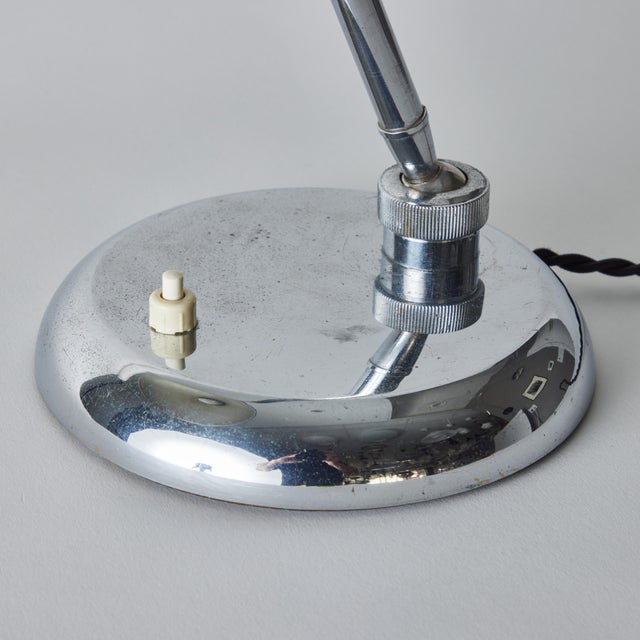 1940s 1940s Giovanni Michelucci Chrome Ministerial Table Lamp for Lariolux For Sale - Image 5 of 11