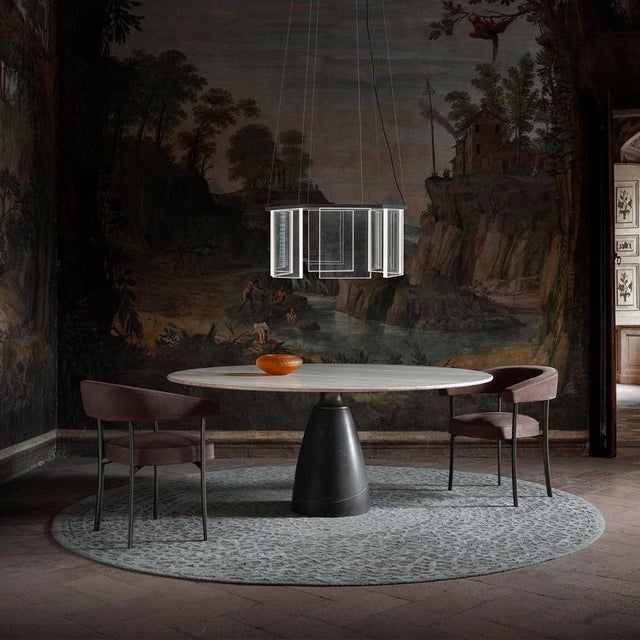 Lancillotto Round Travertine and Marble Table by Paolo Rizzato For Sale - Image 4 of 5
